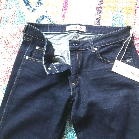 AMO No BOW Denim Crop Ankle Back Zipper SOFT RAW Denim 5 Pocket Zip Jeans 29 NWT - Picture 8 of 16